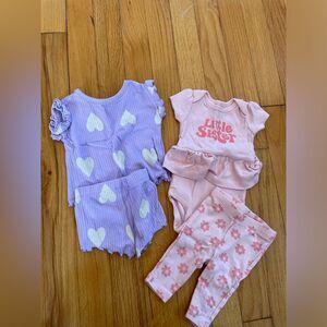 Newborn outfits one is carters one is cat and jack